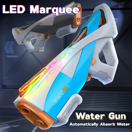 Professional title: "Automatic LED Marquee Water Gun for Kids - High-Powered, Absorbent, Summer Outdoor Toy"
